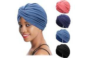 XEPST 4 delar turbaner för kvinnor, mjuk förknuten knut turban huvudsjal kemo huvudbonader veckade mössor sovhatt håravfall h