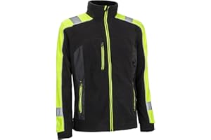 JPMS Berufsjacke Vliesjacke Vliesarbeitsjacke Arbeitsjacke Herren Vlies schwarz-gelb (URG-POL-C)