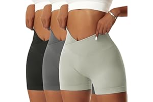 Vertvie Femmes Short de Sport Push Up V Cross Taille Booty Scrunch Butt Legging Court sans Couture Short de Cycliste Yoga Course Collants Shorts Pantalon Anti Cellulite