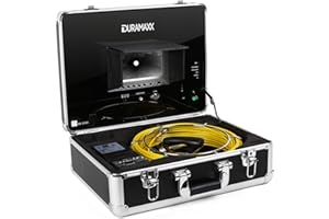 Duramaxx Inspex - Telecamera per Ispezioni, Monitor LCD a Colori 7", Registrazione Video Tramite USB, SD, RCA, Illuminazione 12 LED, Impermeabile fino a 2 bar, Telecomando, Nero, Cavo: 30 Metri