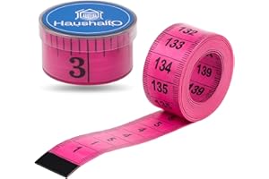 HAUSHALTO 2 in 1 - Tape Measure 150 cm - Precise Measurement - Tailor's Tape Measure cm + Inch Tape Measure - Storage Box (Pink)