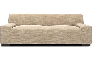 ‎DOMO. COLLECTION DOMO. collection Sofa Norma, 3-Sitzer Couch, 3er Polster-Garnitur mit Holzfüßen, 212 x 85 x 74 cm (BxTxH), Strukturstoff beige