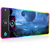 Tappetino Mouse RGB Con Ricarica Wireless 15W, 10 Modalità LED