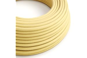 CREATIVE CABLES Cavo Elettrico rotondo rivestito in Cotone Tinta Unita Giallo Pastello RC10-10 Metri, 3x0.75