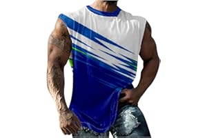 HAOLEI Gym Vests for Men UK Sale Clearance Running Muscle Tank Top Athletic Training Gym Shirts Workout Bodybuilding Vest Printed Cotton Tank Top Cut Off Sleeveless T Shirts