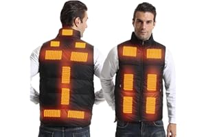 Armorget Gilet Chauffant avec 15 Zones de Chauffage, Température à 3 Niveaux, Gilet Chauffant en Duvet Rechargeable par USB, Veste Chauffante pour Extérieur (Batterie Exclues)