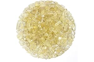 ORIENTREA 1.1lb Natural Crushed Citrine Quartz Lemon Quartz Tumbled Crystal Chips-Citrine Quartz Healing Crystals Chips Bulk, Crushed Crystal Gemstones for Crafts, Beautiful Package for Gifts
