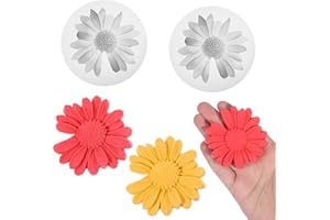 Larrel Lot de 2 moules en silicone en forme de marguerite, fleurs 3D, fondant, gâteau au chocolat, moule à gâteau, moule à bougie, moule en silicone, moule de décoration pour bricolage, moule à