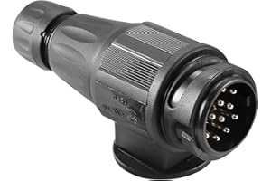 DARKGUARD 1 Pedazo Enchufe 13pines Remolque 12v ISO1724,Impermeable,Zócalo Caravana 13Pines Macho, Adaptador Enchufe 13pin per Remolque,Conector 13polos 12v per Agrícola Camión Caravana (DG13P-1)