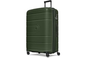 REDOLZ Essentials 11 + BC, Oliva, Koffer L+ (76 cm) erweiterbar, Trolley rigido con ruote girevoli