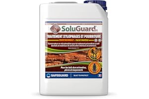 SoluGuard Traitement Xylophages et Pourriture du Bois - 5 L - Protection Fongicide Charpente et Bois Intérieur et Extérieur - Protection Contre les Vrillettes, Termites et les Champignons