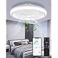 Sararoom 47cm LED Ceiling Fan with Lights, 3 Color Temperature Lights, Remote & APP Control, 6 Speeds, Timing, Stepless Dimming for Living Room, Bedroom, Home