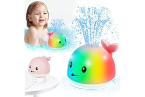 Gigilli Juguete de baño de ballena para bebé niña 4.0, juguetes de baño mejorados 2024 de fácil carga para niños de 1 a 3 años, fuente de baño iluminada, juguete de 6 a 12 a 18 meses, aspersor de