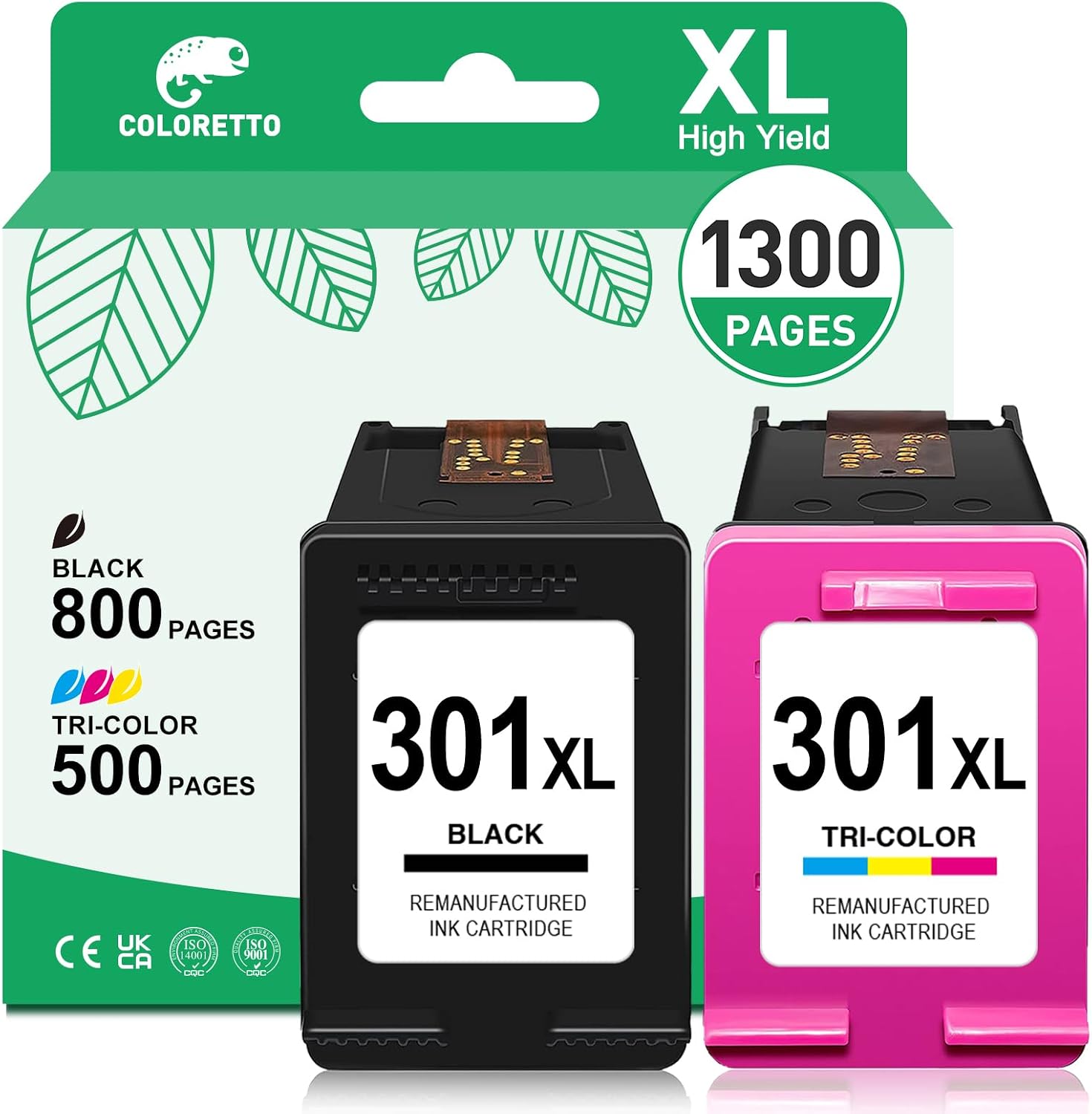 COLORETTO 301XL Cartuchos para HP 301 Cartuchos de Tinta para HP 301 XL DeskJet 2050 2540 1510 3055a 3050 3050a 2543 2510 2550 Envy 4500 4502 4503 5530 Officejet 2620 2622 4630 Negro y Color