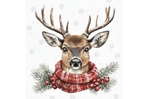ti-flair 20 Servietten Hirsch mit Winterschal als Tischdeko. Papierservietten mit Motiv. Auch für Decoupage und Serviettentechnik 33x33cm