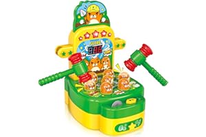 OKKIDY Whack a Mole Spiel für Kinder ab 3 Jahre, Interaktives Musik Spielzeug mit 2 Hämmern zur Förderung der Motorik, Entwicklungsspielzeug, Interaktives Musik Spielzeug