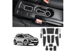 Coleya Tappetini Antiscivolo Compatibile con Dacia Sandero 3 Dacia Sandero Stepway 3 2021-2024, Dacia Sandero Tappetini in Gomma per Console Centrale, Portabicchieri, Cuciture Porta (Bianco)