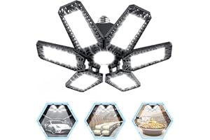 YIQIBRO Lampada da Garage a LED 185 W, 18500LM Luce da Garage Plafoniera Led da Garage con 6+1 Pannelli Regolabili E26/E27, 6500K Lampada da Soffitto Led per Magazzino Cantina Officina Palestra Illuminazione