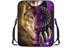 chaqlin Women Small Crossbody Bags Animal Wolf Print School Messenger Shoulder Totebags for Kids Children Back to School Gifts,Outdoor Travel Sport Phone Holder