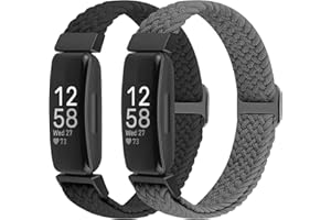 BTTNG 2 Pack Elastic Braided Straps Compatible with Fitbit Inspire 3/ Inspire 2/Inspire/Inspire HR/Ace 3/Ace 2 Women Men Kids, Adjustable Stretchy Wristbands Loop Sports Replacement Band