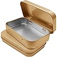 12 Pcs Metal Hinged Tin Box Container Mini Portable Small Storage Container Kit with Lid for Home Storage 3.7 x 2.3 x 0.8 Inch, Gold