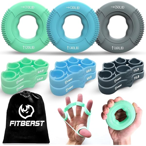 Handtrainer – 5 Weerstandsringen (10-20 Kg) – Siliconen, Kleurgecodeerd – Voor Grip, Onderarm & Revalidatie