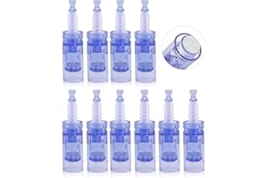 TOPDIRECT Nano Ronda Micro Needles Dermapen Agujas de repuesto Puntas Ranura para cartucho, Bajonett Port, para Derma Pen Eléctrico Antienvejecimiento Arrugas Rejuvenecimiento de la piel, 10 piezas