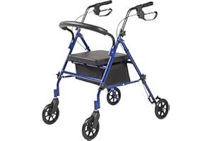 Panana Folding Rollator, Lightweight Mobility Walker with Padded Seat,Lockable Brake and Carry (15cm Wheels Blue)
