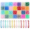 SANNIDHI® 1400Pcs 6mm Glass Beads for Bracelet Making, Gradient Crystal Beads for Jewellery Making Kit, 28 Colors Round Beads Set for Women Girls Earring Necklace Making DIY Crafts