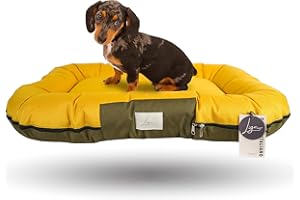 Ligo SCOTT - Materasso per Cani Idrorepellente e AntiGraffio, Realizzato in Italia. Cuscino per Cane antimacchia. Cuccia morbida per cani. Uso Interno ed Esterno. (XL: 140X87 cm, VERDE OLIVA/SENAPE)