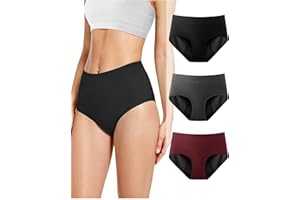 TIICHOO Bragas Menstruales Cintura Alta Flujo Abundante Regla Periodo Braguitas Absorbente Ropa Interior Mujer