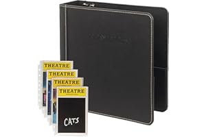 Samsill Contrast Stitch Vintage 2 Inch Playbill Binder Bundle with 20 Secure Top Protectors, Compatible with Theater Programs and Broadway Programs, Playbills Debossed