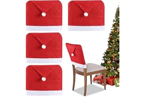 MILIAFLICK Stuhlhussen Weihnachten 4er Set Weihnachtsmütze Stuhl Nikolausmütze Stuhlbezug für Weihnachten Weihnachtsdeko Stuhlbezug Weihnachtsmütze Stuhldeko rot Stuhlabdeckung Stuhl Stuhlüberzug