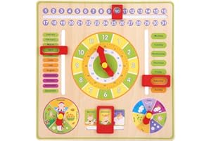 ZERODIS Wooden Calender Clock, Educational Learning Time Date Season Weather Toy Early Education Puzzle Learning Toy for Boys Girls Children Gift