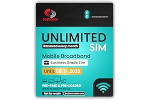 SCANCOM EE 5G Unlimited Data Sim Card - Preloaded each month until 8th NOVEMBER 2025 - No Contract & One-off payment - Business-Grade Data Perfect for Wifi Routers, Tablets & Phones. (Expiry November 2025)