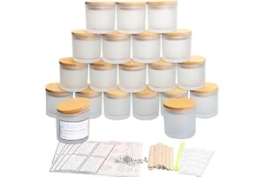 MILIVIXAY Confezione da 20 barattoli per candele in vetro bianco smerigliato da 113,4 g, con coperchio e kit per la creazione di candele, piccoli barattoli vuoti per candele – contenitori per spezie e
