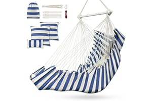 OUTERMAN Silla Colgante Silla de Hamaca con 3 Cojines y Soporte para Reposapiés para Exterior, Interior, Jardin, Terraza, Balcón, Niños, Capacidad de Carga de 200kg
