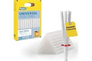 Rapid Limstavar Ø7 mm, Transparent Universal, 90 mm, 36 st | 115 g per förpackning, korta stavar för snabbt färgbyte, för hobby och pyssel