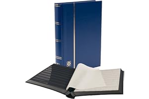 Leuchtturm 327853 Album de Collection de Timbres - Livre à insérer Basic - 64 Pages DIN A4 Noires - Non illustré, Bleu