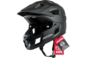 ‎ALPINA Alpina Rupi - Leichter und Sicherer Fullface-Helm für Kinder und Jugendliche, passend für Mountainbike-Einstieg, Abnehmbarer Kinnbügel, Verstellbare Passform, Optimal Belüftung