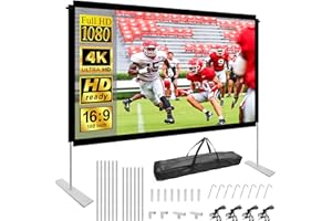 HOPFROG Projector Screen with Stand 100 inch 16:9 HD 4K Outdoor Indoor Extendible, Portable Video movie Projection Screen with Carry Bag for Home Theater, Office, School, Presentation Wrinkle-Free