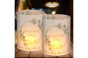 BOYATONG 12 lampionów, dekoracja stołu na urodziny, wesele, chrzest, bierzmowanie, komunię, imprezę, dekoracja "Schön DASS du da bist", nadają się do podgrzewaczy lub świec