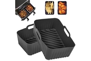 MAGEDON 2-Pack Reusable Silicone Air Fryer Liners for Ninja Dual Air Fryer, Heat Resistant Air Fryer Accessories for Ninja Foodi AF300UK, Tower T17088. Ideal for Air Fryer, Oven, Microwave