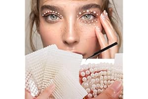 ENIYOU 2800 Pcs Mezze Perle Perlas Para la Cara Perlas Para el Pelo Pegadas Perlas Maquillaje Perlas Pelo Pegatinas Perlas Para Manualidades Perlas de Adjunte Adhesivo Pearl Stickers 3/4/5/6mm Con Pinzas
