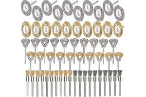 LIAMASUM Wire Brushes Cup Wheels 60PCS Coated Wire Brush Set with 1/4-Inch Shank Brush Kit for Dremel Rotary Tools Polishing Accessories for Rust Removal, Stripping and Abrasive Drill Attachment
