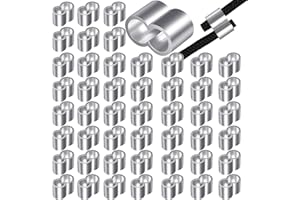 Furuising 50 Stück Seilklemme 6mm Quetschhülsen Pressklemmen Doppelhülsen Klemmhülsen, Würgeklemmen aus Aluminium mit Aufbewahrungsbox für 8mm Gummiseil Expanderseil Planenseil Drahtseil Kabel