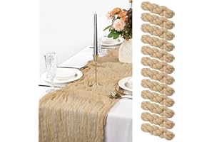 PESONLOOK 12Pack Cheesecloth Table Runner,10FT Gauze Table Runners Passover Table Decor 35"x120"Rustic Cheesecloth Table Runner Sheer Cheesecloth Fabric Table Runner for Wedding,Birthday Party(Light Brown)