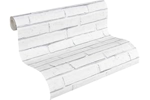 A.S. Création papel pintado de papel Authentic walls gris blanco 10,05 m x 0,53 m 301692