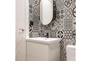RE-COVERTILES - Autocollants Carrelage Salle de Bain et Cuisine 10 Pcs 20x20 cm - PS00063 Décoration Murale en carrelage mosaïque PVC imperméable Style Carreaux de Ciment Azulejos