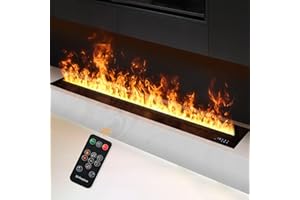 Mexhom Camino a vapore d'acqua, fuoco elettrico intelligente con telecomando, colore della fiamma del camino elettrico, 800mm